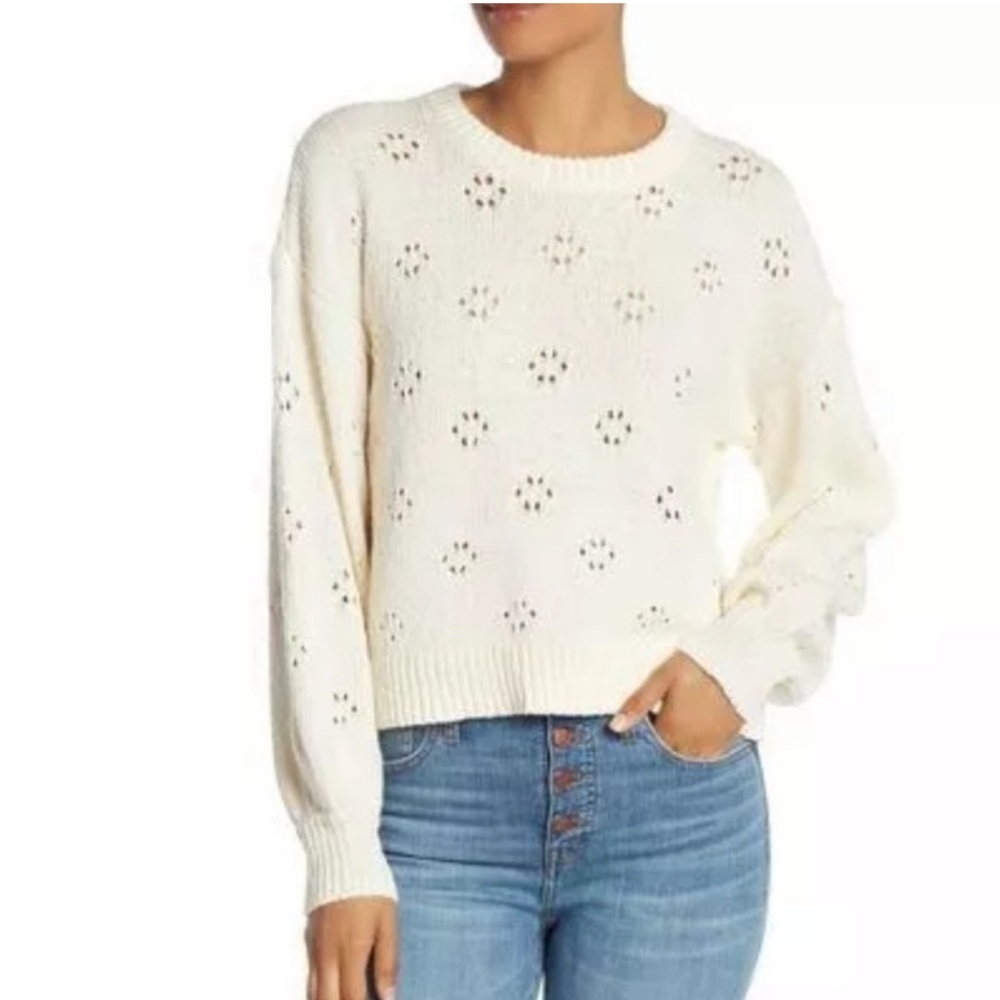 Madewell cream floral pointelle sweater